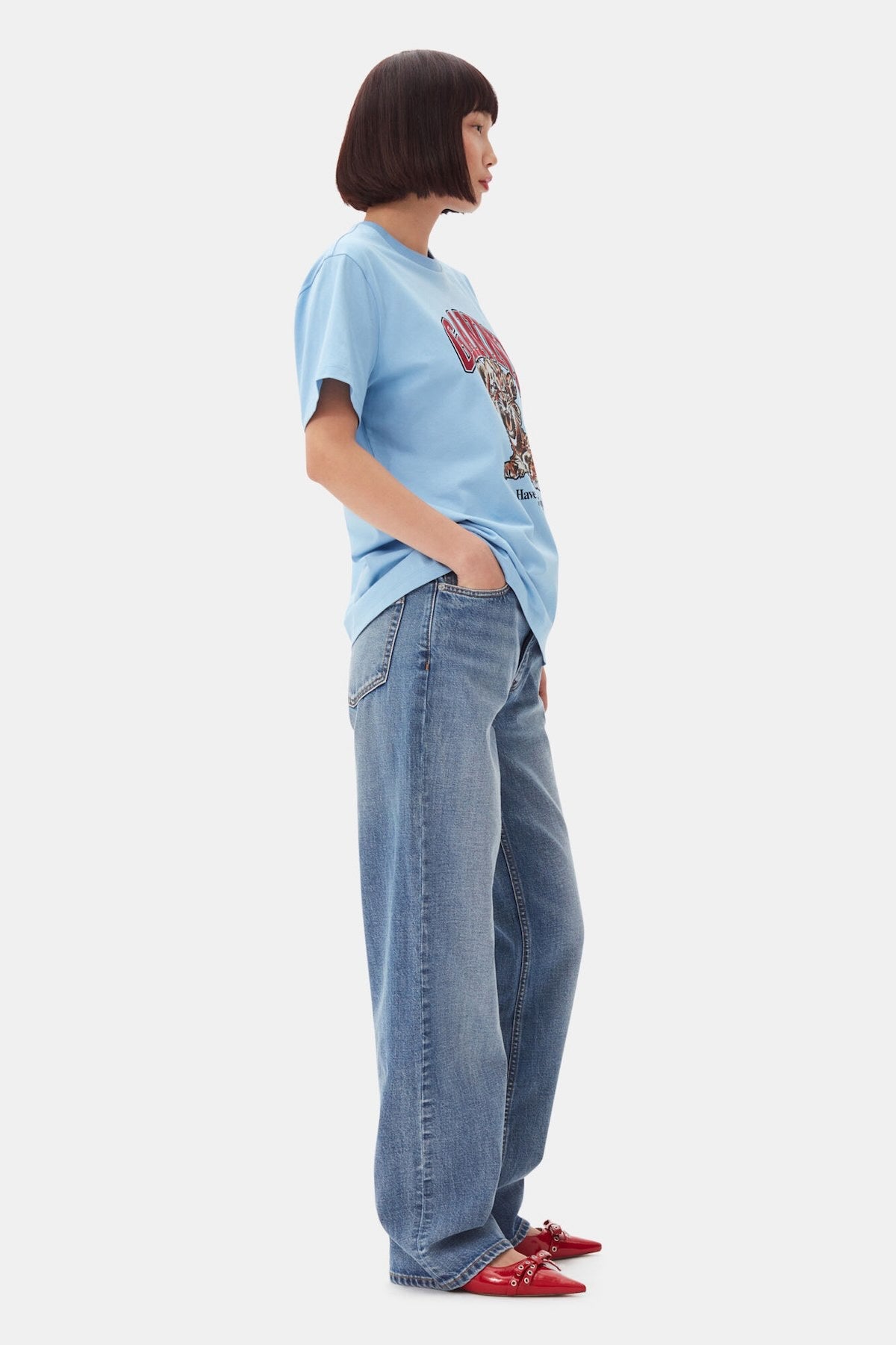 CAMISETA GANNI COLOR AZUL