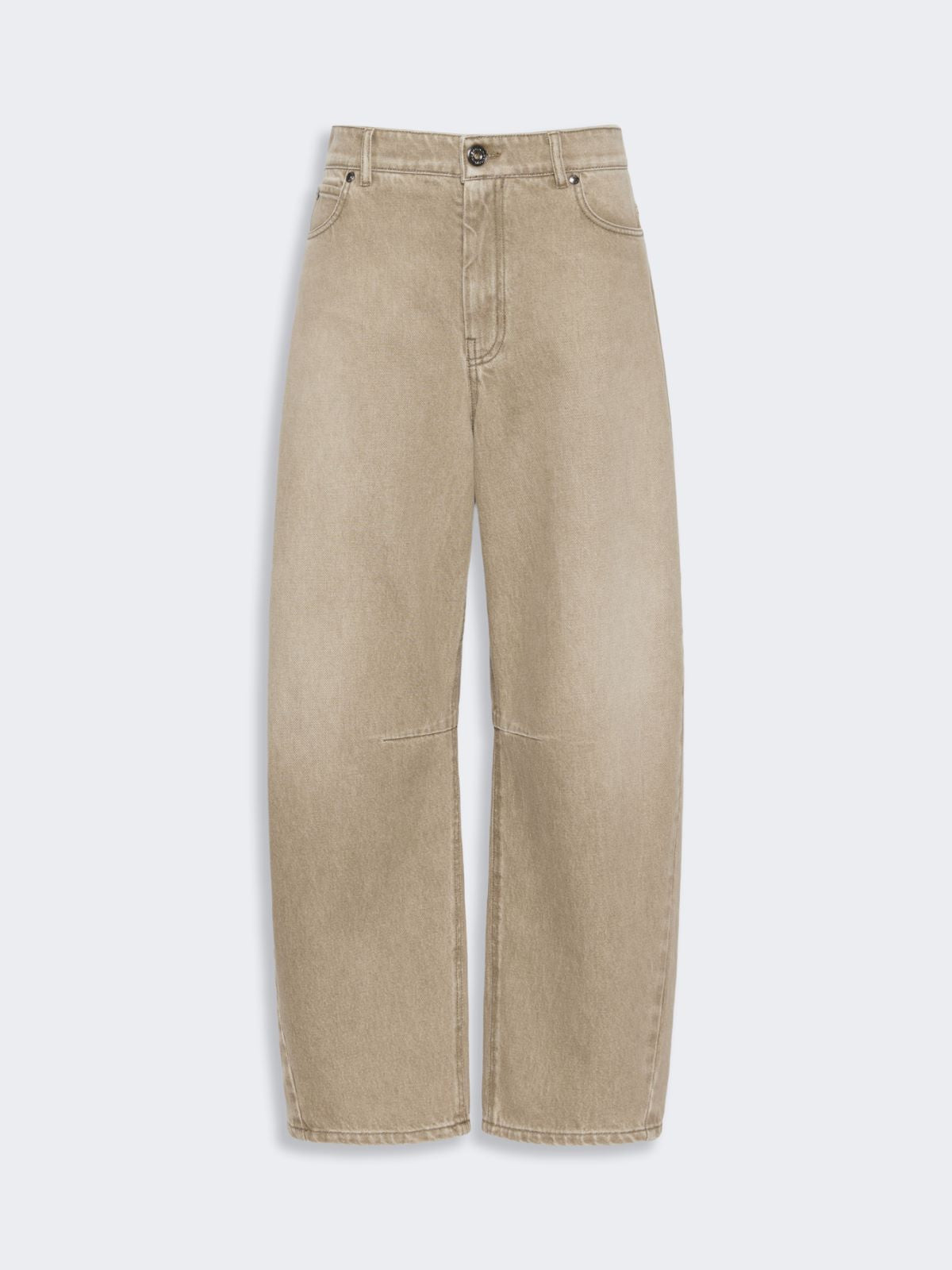 VAQUEROS DE DENIM USADO BARRIL- BEIGE