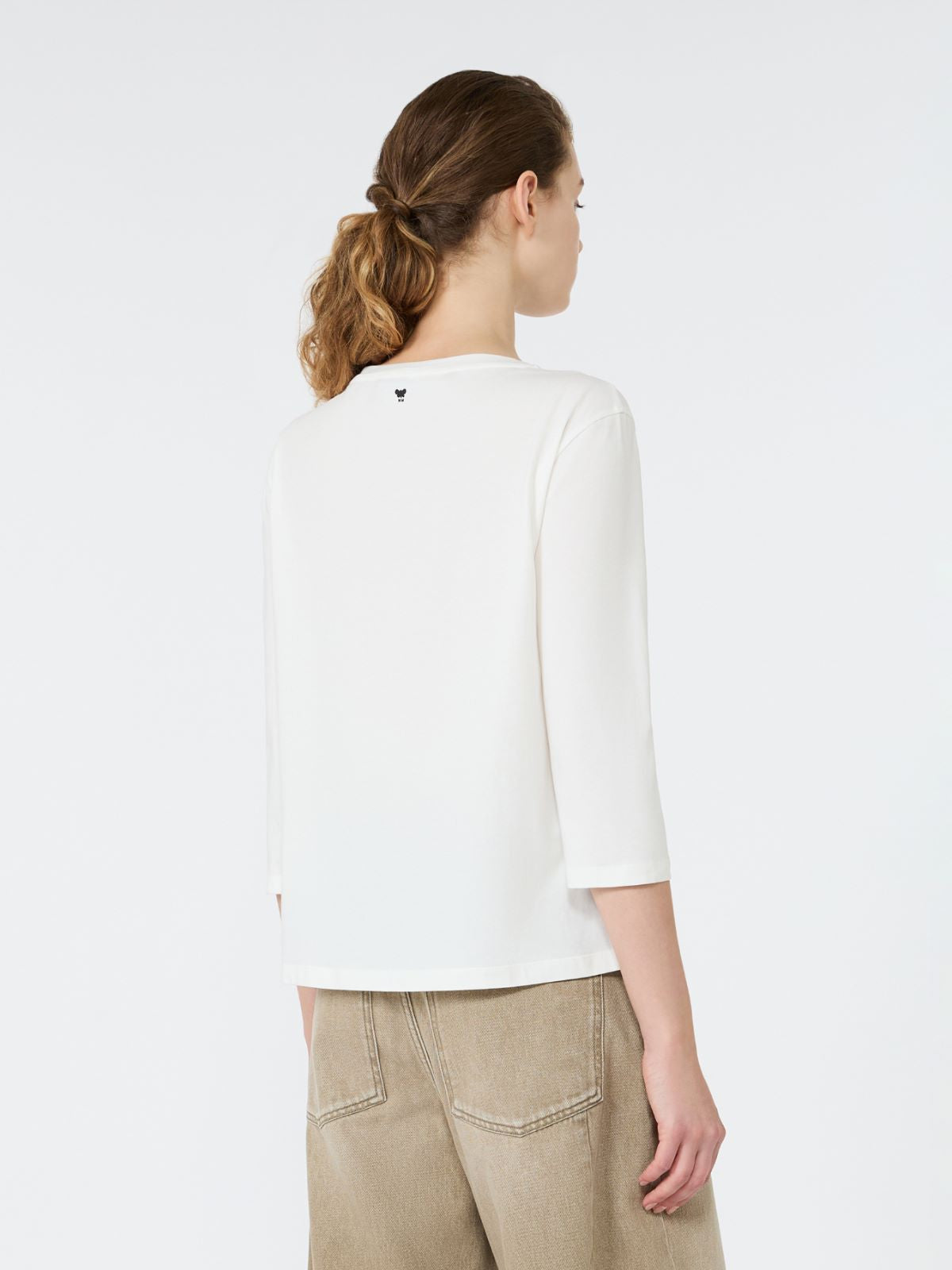 CAMISETA DE PUNTO DE ALGODÓN -BLANCO