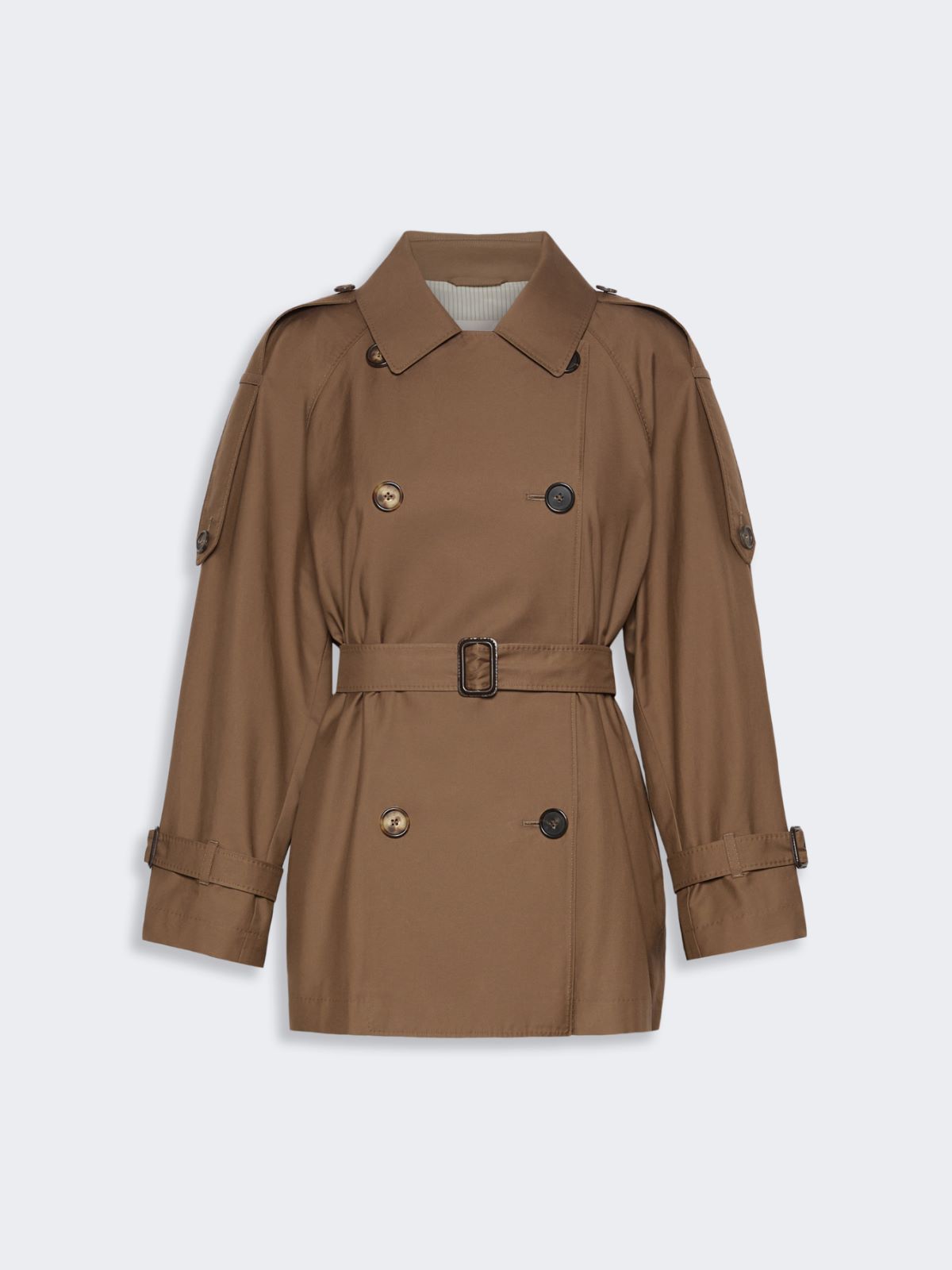 GABARDINA CORTA DE SARGA IMPERMEABLE-MARRON