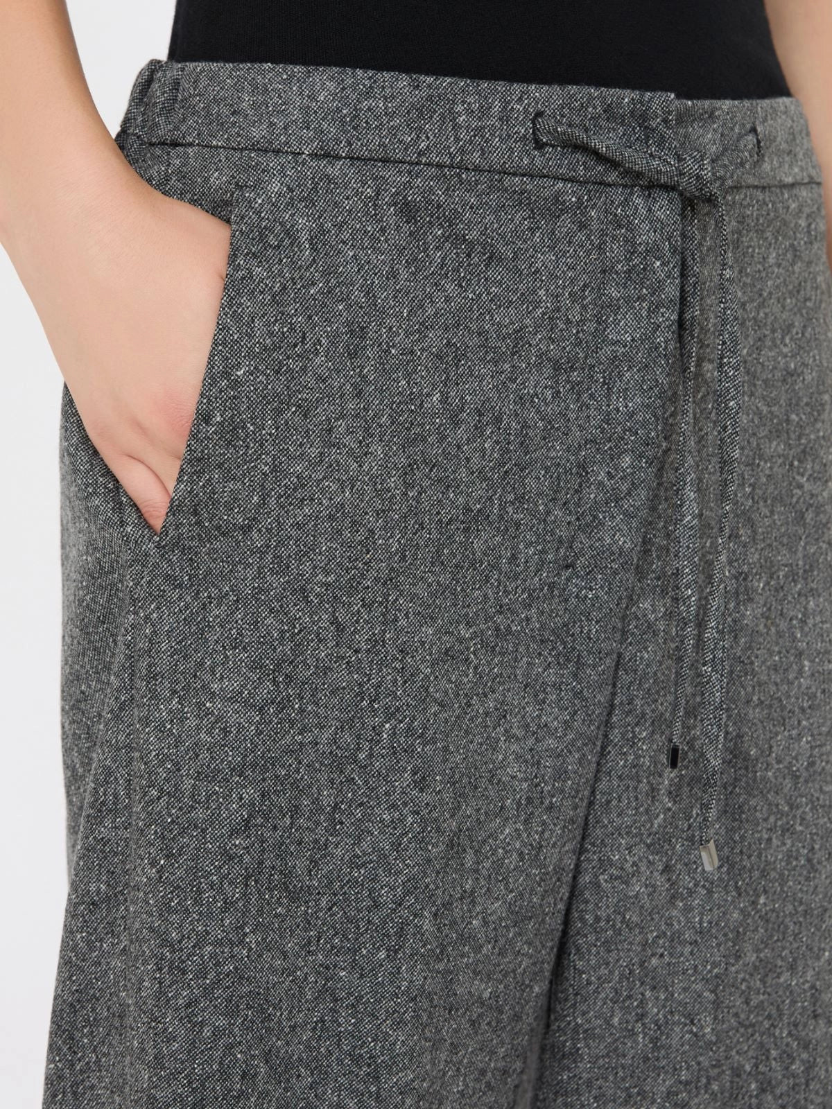 PANTALÓN JOGGING DE FRANELA DE LANA - NEGRO