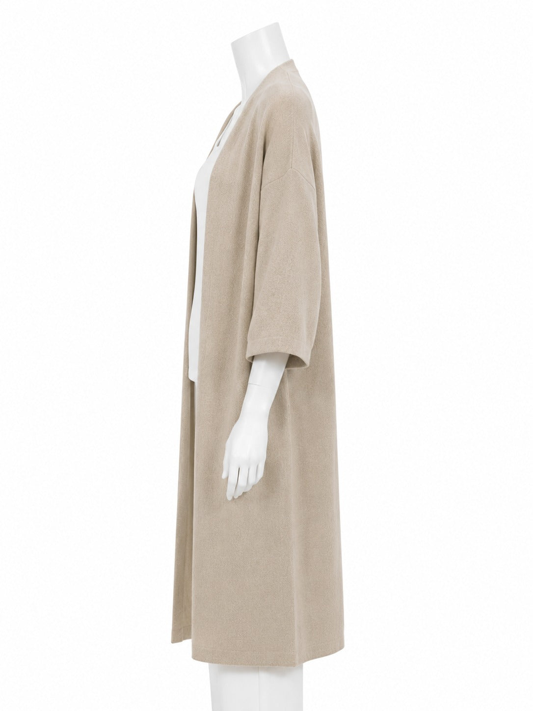 CHAQUETA LARGA DE PUNTO BEIGE