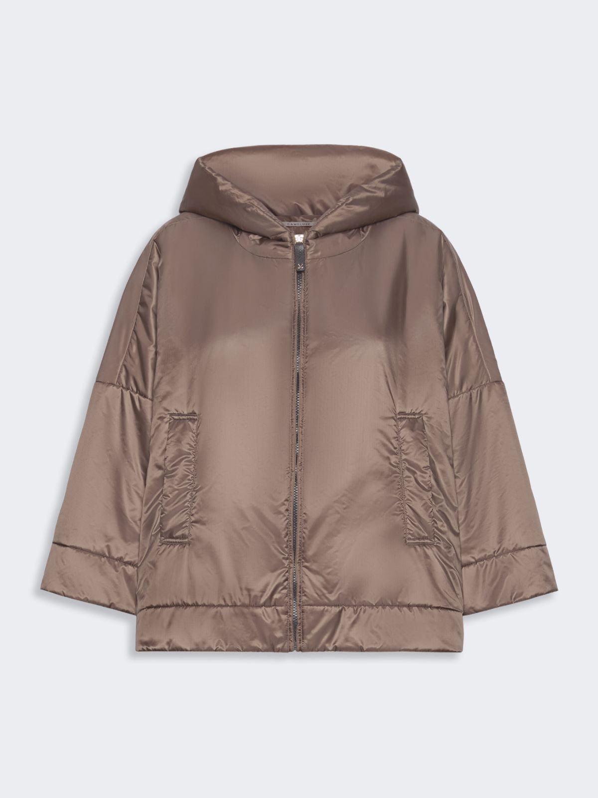 CHAQUETA ACOLCHADA IMPERMEABLE CON CAPUCHA - MARRON