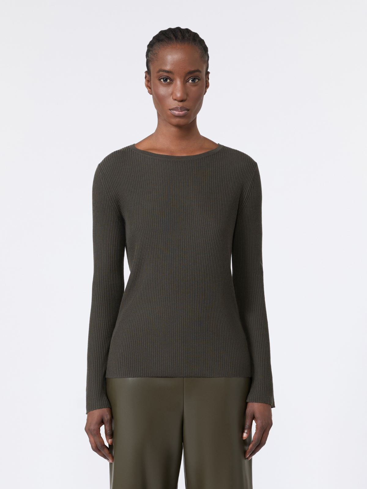 JERSEY DE HILADO DE LANA ACANALADO-KAKI