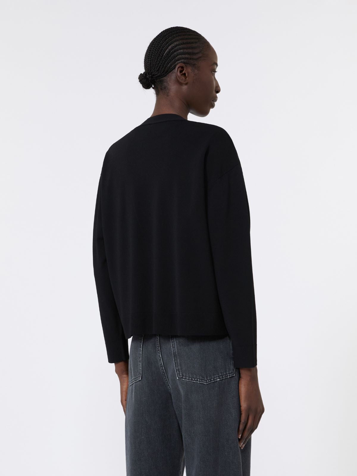 CÁRDIGAN CON CUELLO DE PICO NEGRO 00160|WKDBOARIO|229