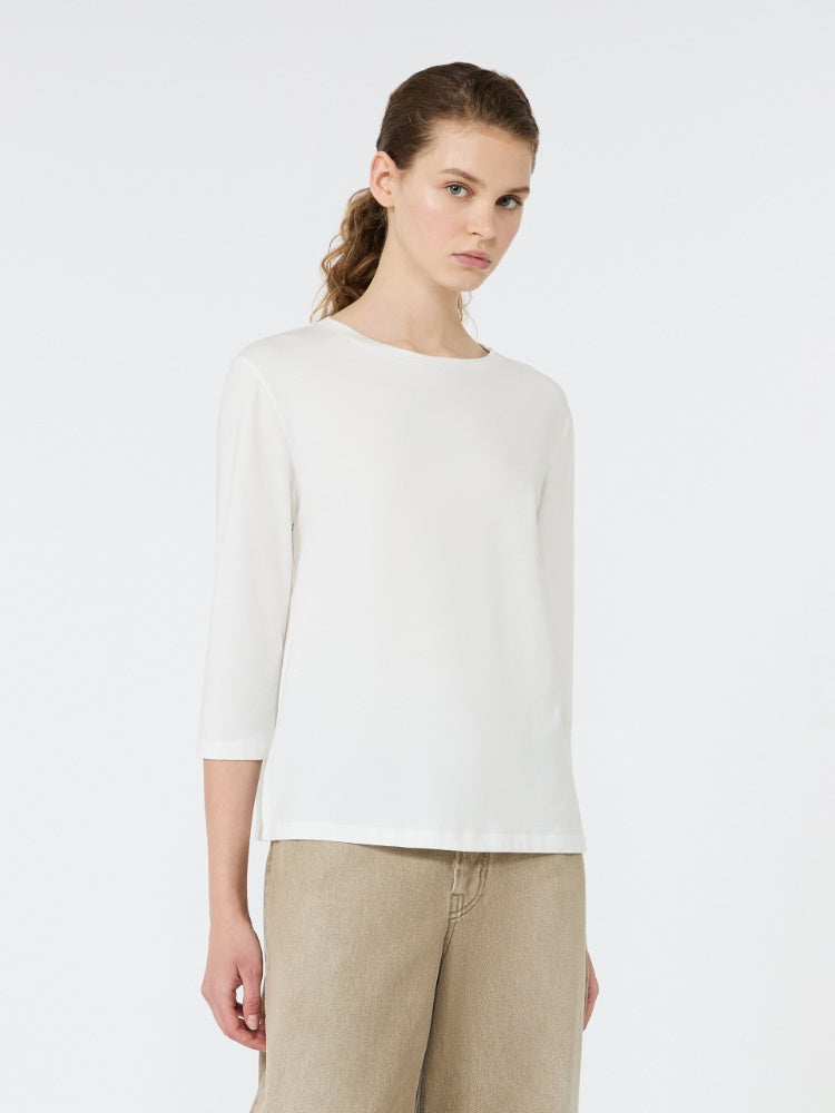 CAMISETA DE PUNTO DE ALGODÓN -BLANCO