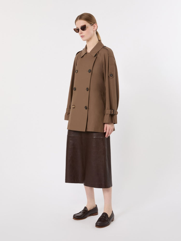 GABARDINA CORTA DE SARGA IMPERMEABLE-MARRON