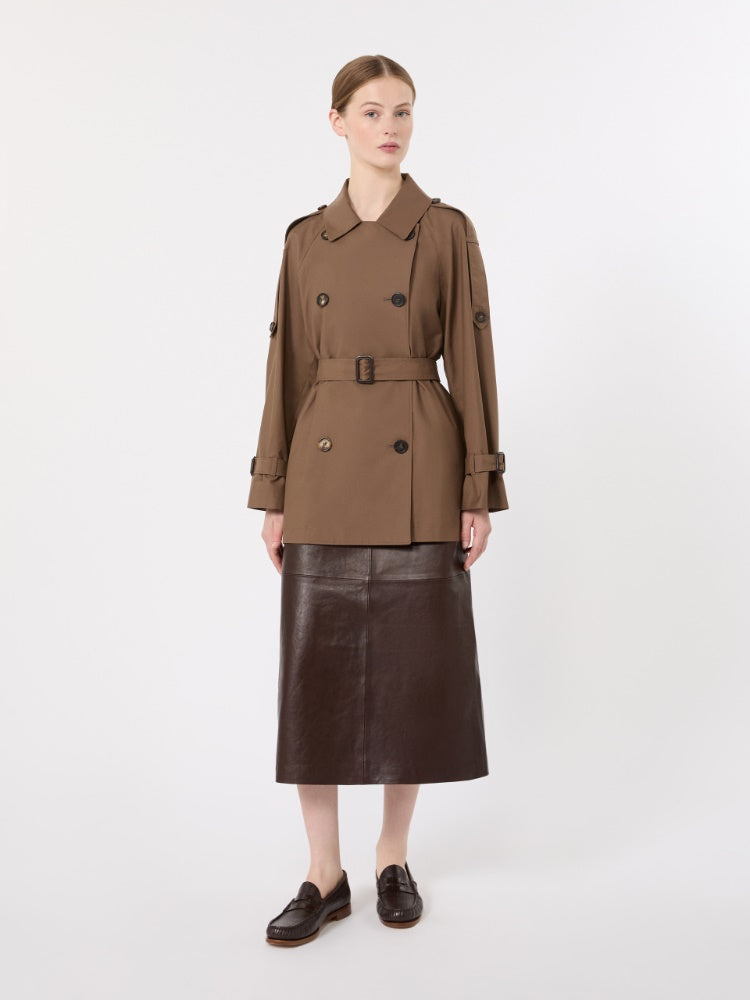 GABARDINA CORTA DE SARGA IMPERMEABLE-MARRON