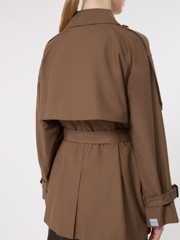 GABARDINA CORTA DE SARGA IMPERMEABLE-MARRON
