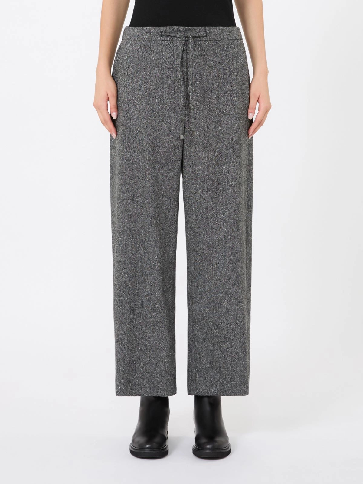 PANTALÓN JOGGING DE FRANELA DE LANA - NEGRO