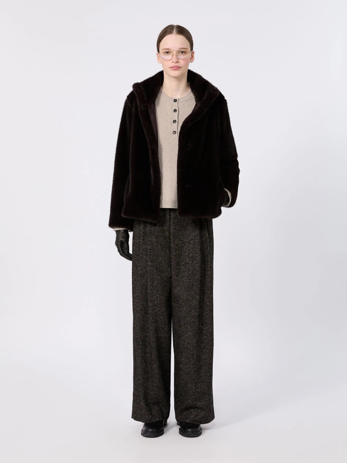 ABRIGO CROPPED SUAVE NEGRO