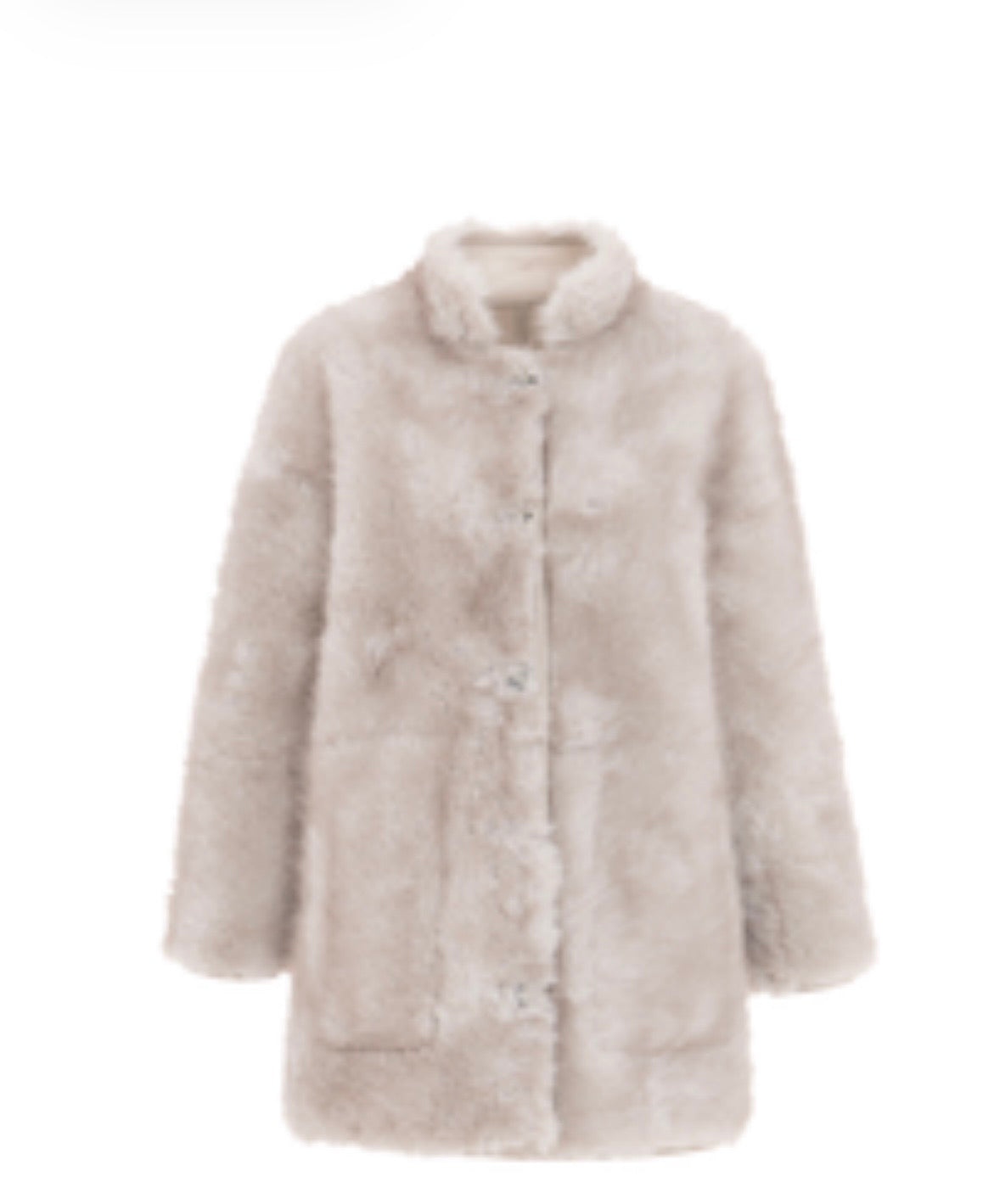 CHAQUETON DE PELO COLOR BEIGE RESERSIBLE.