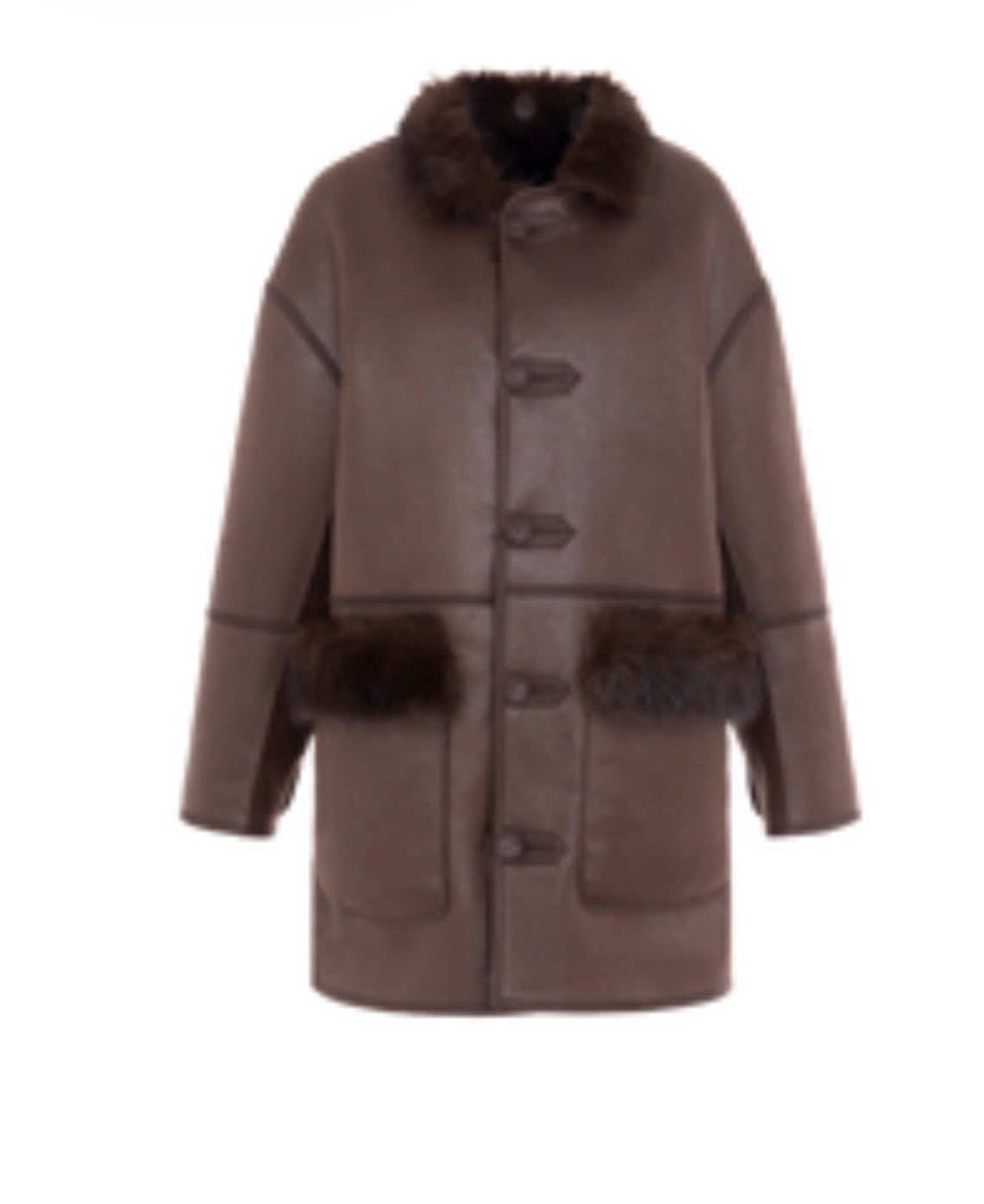 CHAQUETON DE PELO COLOR MARRON CHOCOLATE REVERSIBLE
