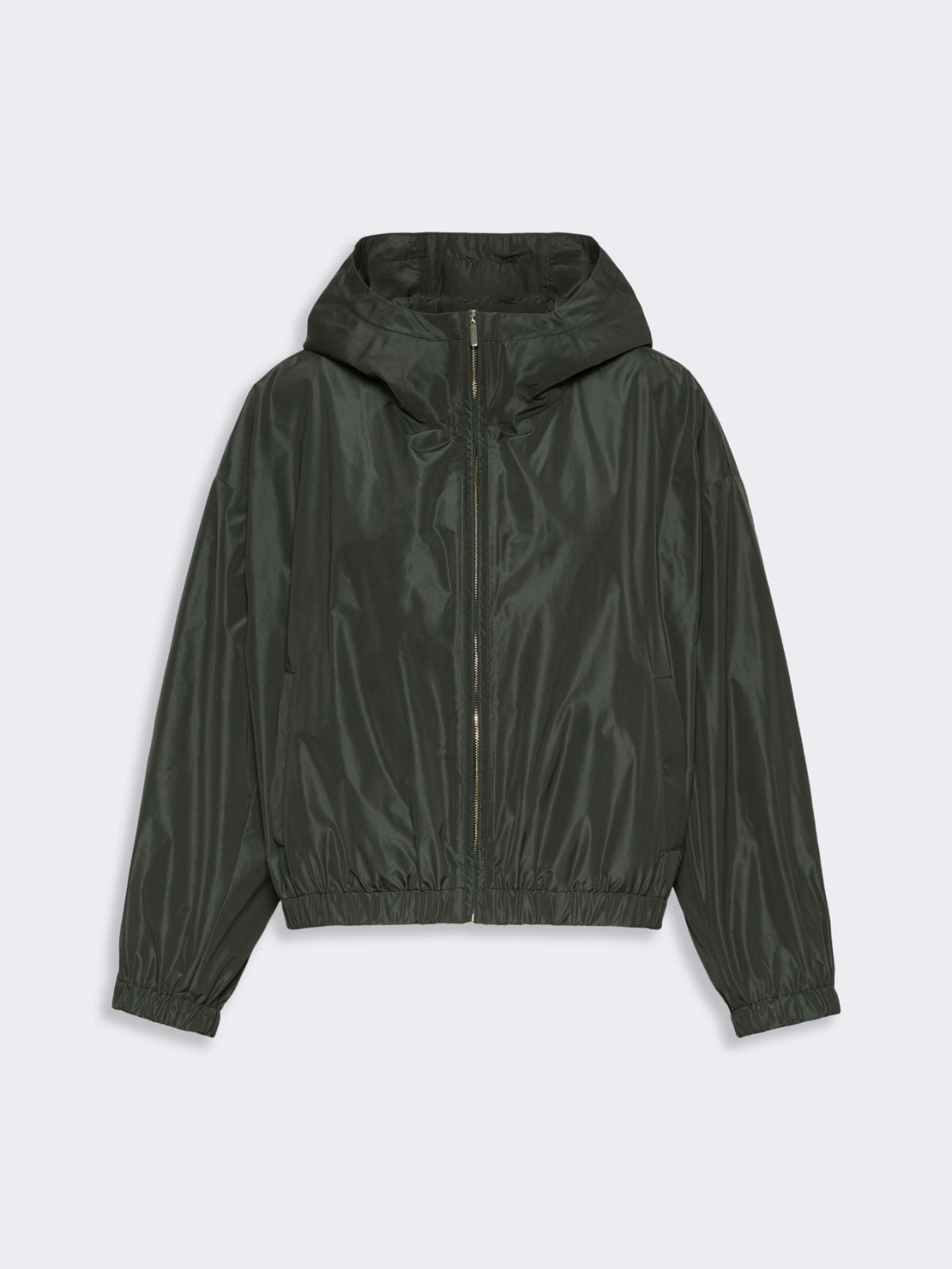 CHAQUETA CON CAPUCHA DE TAFETÁN- VERDE