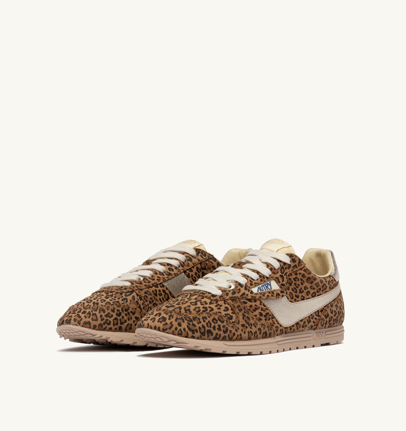 ZAPATILLAS WINDSPIN DE ANTE Y PIEL LEOPARD Y PLATINO