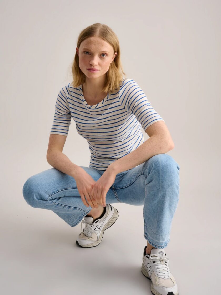 CAMISETA  COLOR BLANCA RAYAS AZUL BEELEROSE - Imagen 2