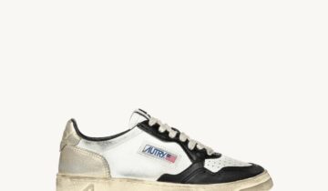 SUPER VINTAGE SNEAKERS BAJAS DE PIEL BLANCA, NEGRA Y PLATA Autry