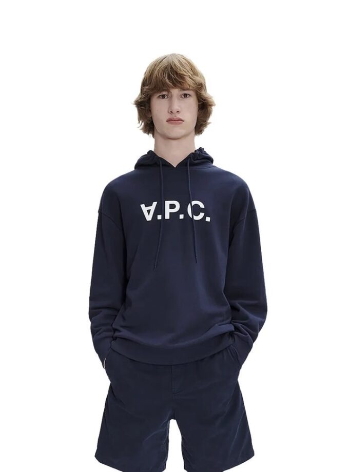 JERSEY A.P.C. Sudadera azul marino con capucha de algodón orgánico