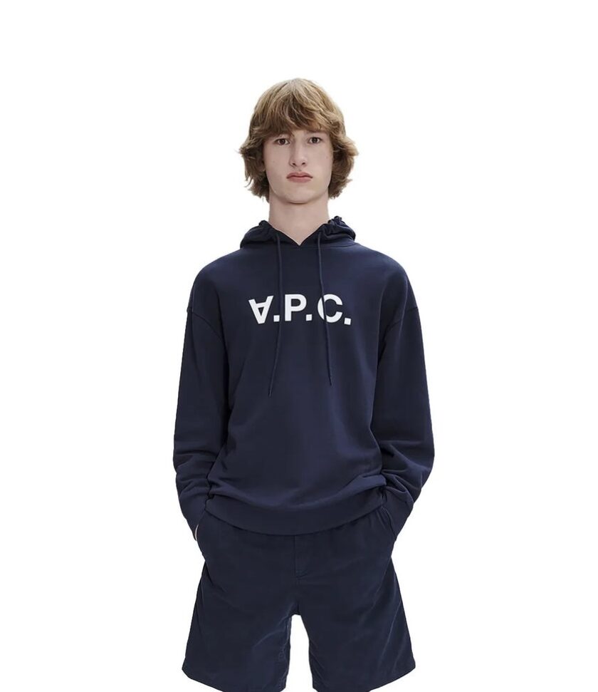 JERSEY A.P.C. Sudadera azul marino con capucha de algodón orgánico - Imagen 2