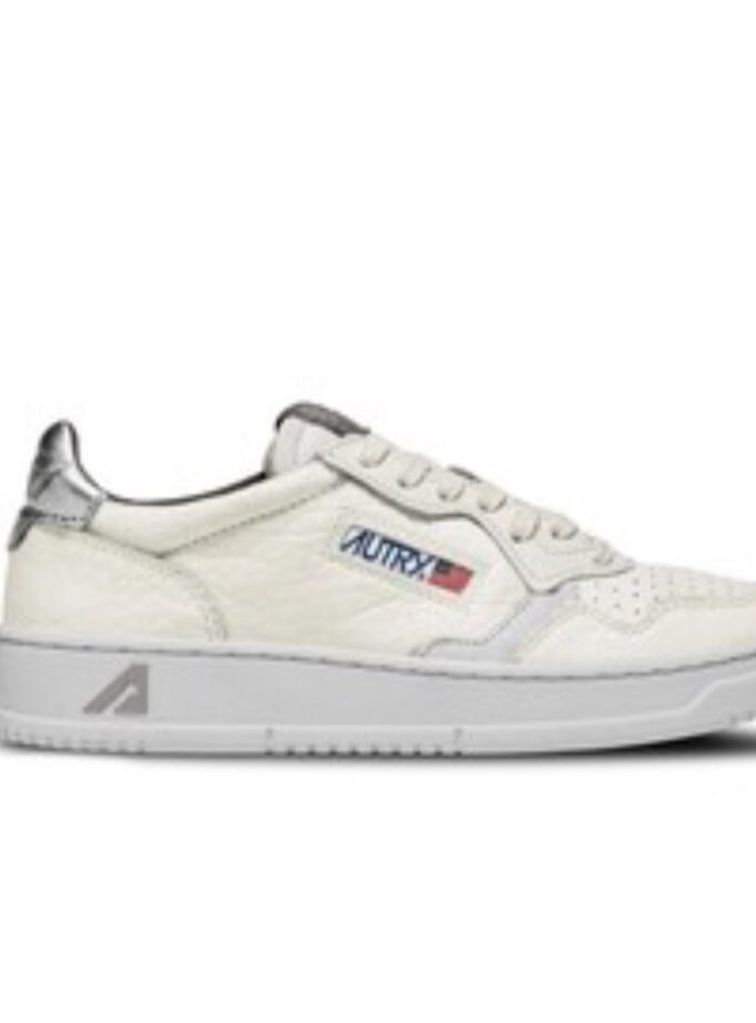 ZAPATILLAS MEDALIST LOW DE PIEL CON DETALLES PLATEADOS Y ANTE GRIS Autry