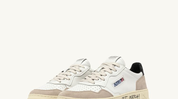 ZAPATILLAS MEDALIST LOW BLANCAS DE PIEL Y ANTE CON LETRAS Autry