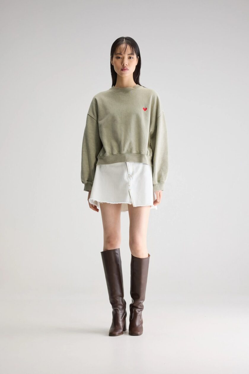 Sudadera elegante con cuello redondo y corte cropped BEELEROSE - Imagen 2
