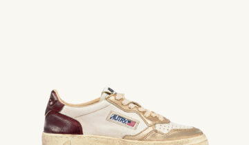 ZAPATILLAS MEDALIST LOW SUPER VINTAGE DE PIEL BLANCA, ROJA Y DORADA Autry