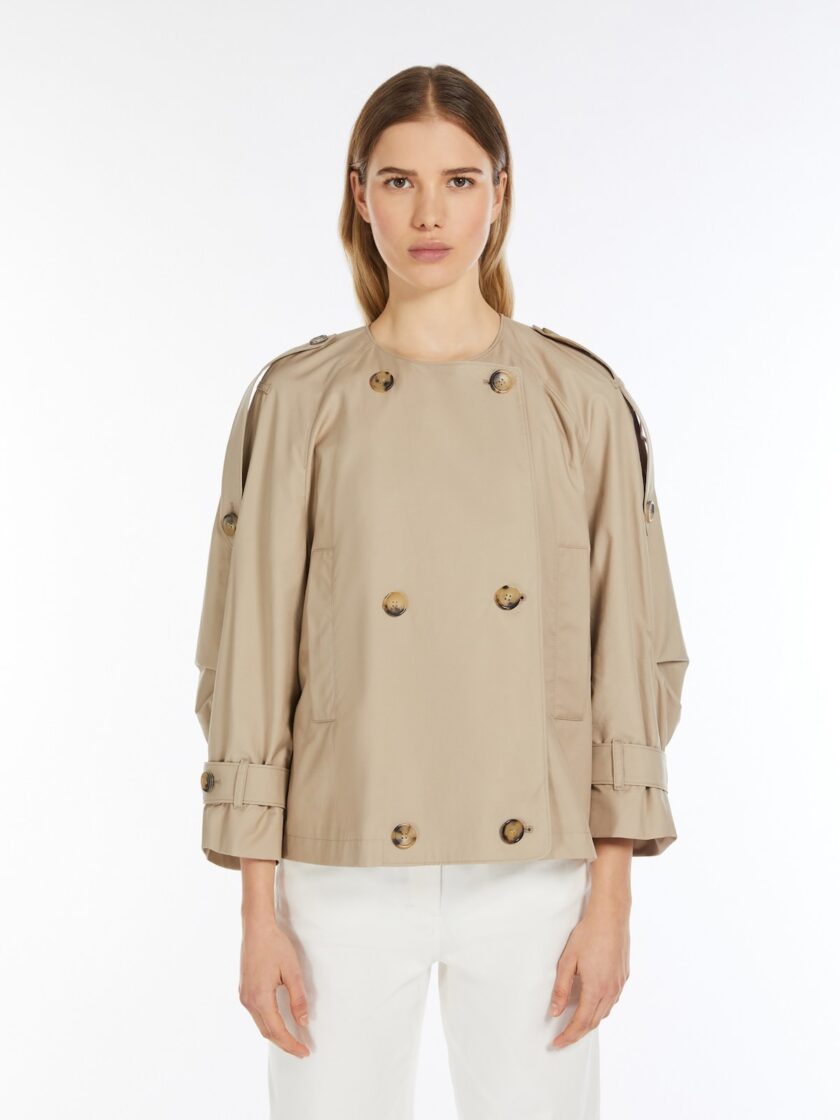 Gabardina con cuello redondo de sarga impermeable MAX MARA - Imagen 2