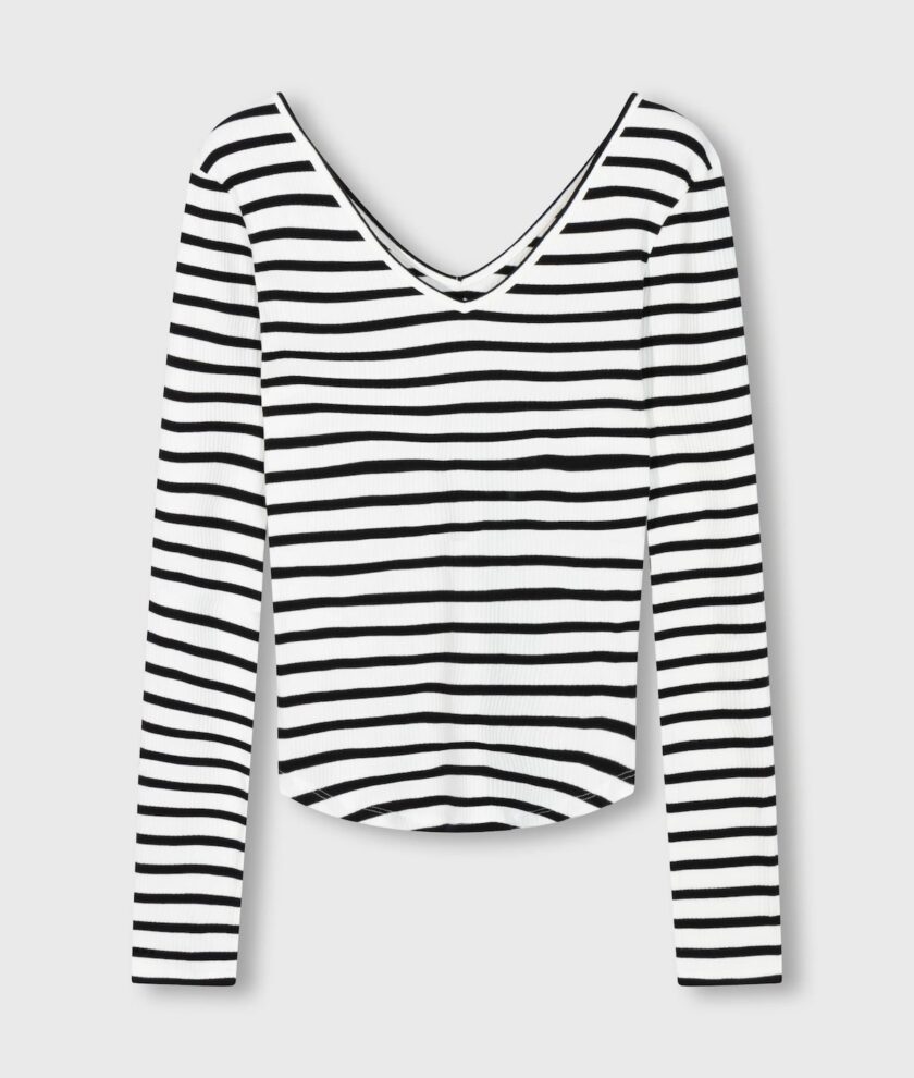 v-neck long sleeve ballet top stripes 10DAYS