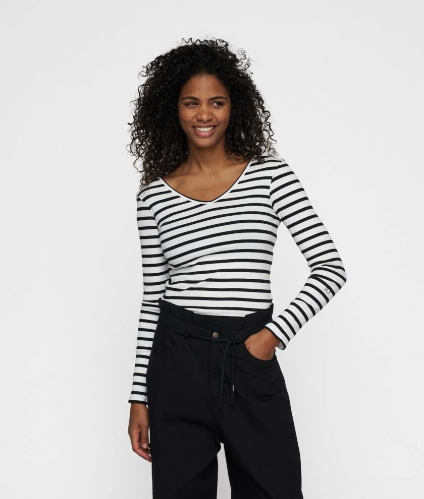 v-neck long sleeve ballet top stripes 10DAYS - Imagen 2
