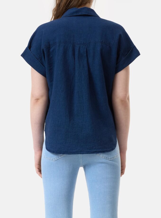 Blusa de manga corta confeccionada en mezcla de lino y algodón. CLOSED