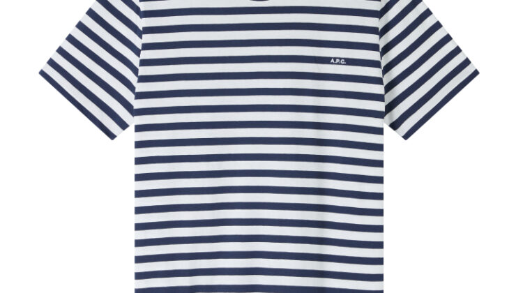 Camiseta color azul marino rayas blancas A.P.C.