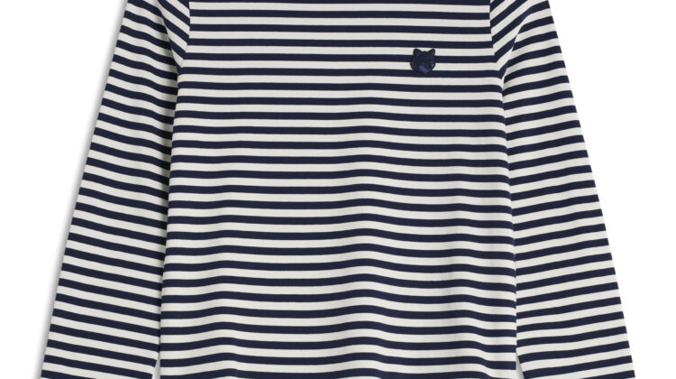 CAMISETA CLÁSICA MARINA CON PARCHE DE ZORRO MAISON KITSUNE
