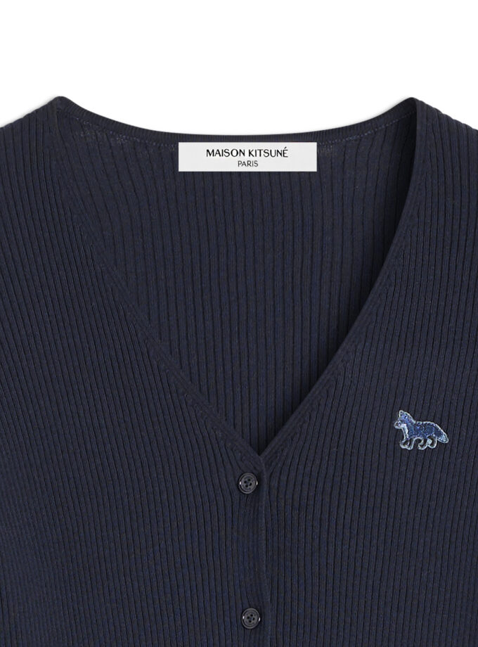 CÁRDIGAN DE CANALÉ FINO CON PARCHE DE ZORRO PARA BEBÉ MAISON KITSUNE