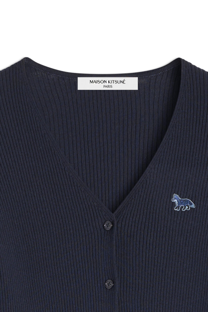 CÁRDIGAN DE CANALÉ FINO CON PARCHE DE ZORRO PARA BEBÉ MAISON KITSUNE - Imagen 2
