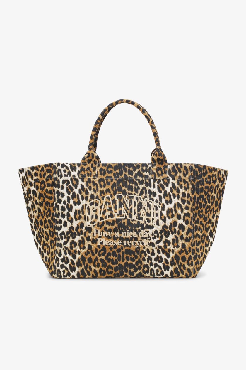 Bolsa de lona XXL con estampado de leopardo GANNI - Imagen 3