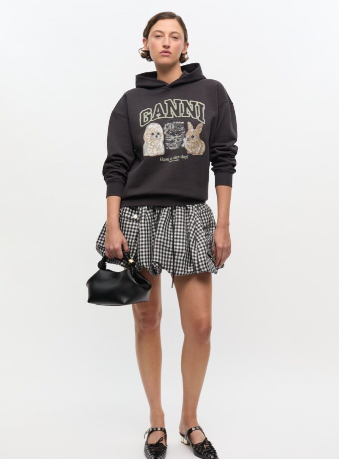 Sudadera con capucha negra con estampado animal GANNI