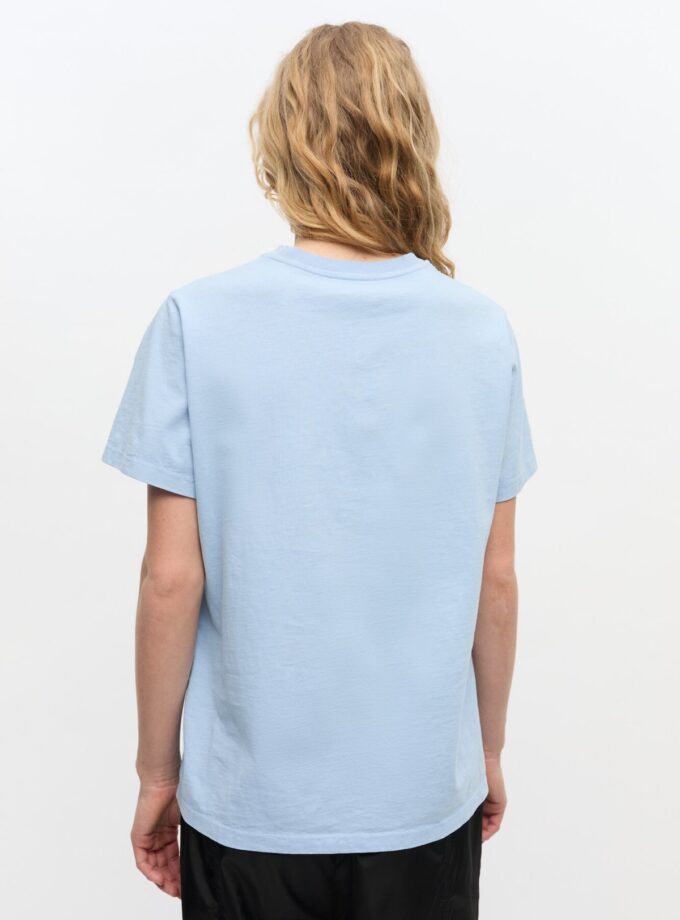 Camiseta azul con estampado animal GANNI