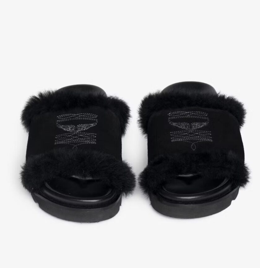 Mules abiertas de ante y shearling adornadas con bordados distintivos y equipadas con suelas anatómicas cómodas. ZADIG ET VOLTAIRE - Imagen 2