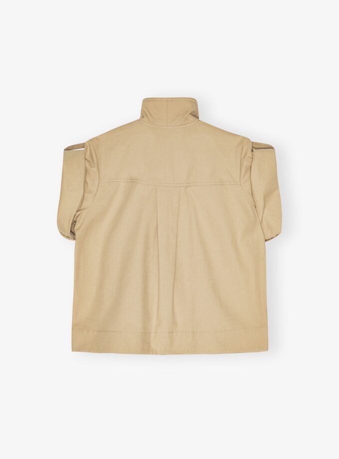 Blusa de algodón elástico camel GANNI