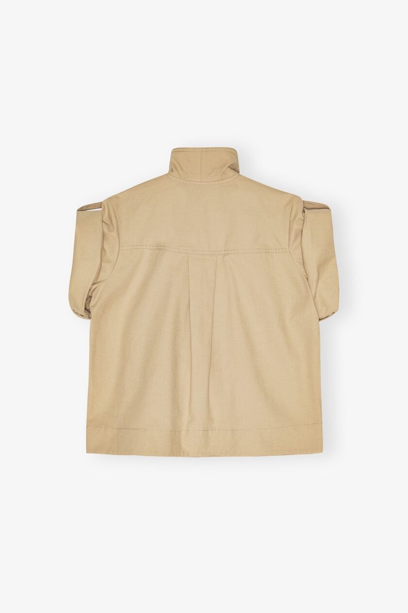 Blusa de algodón elástico camel GANNI - Imagen 3