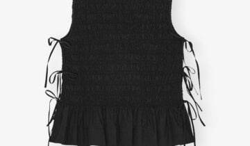Blusa de algodón negra con lazo GANNI