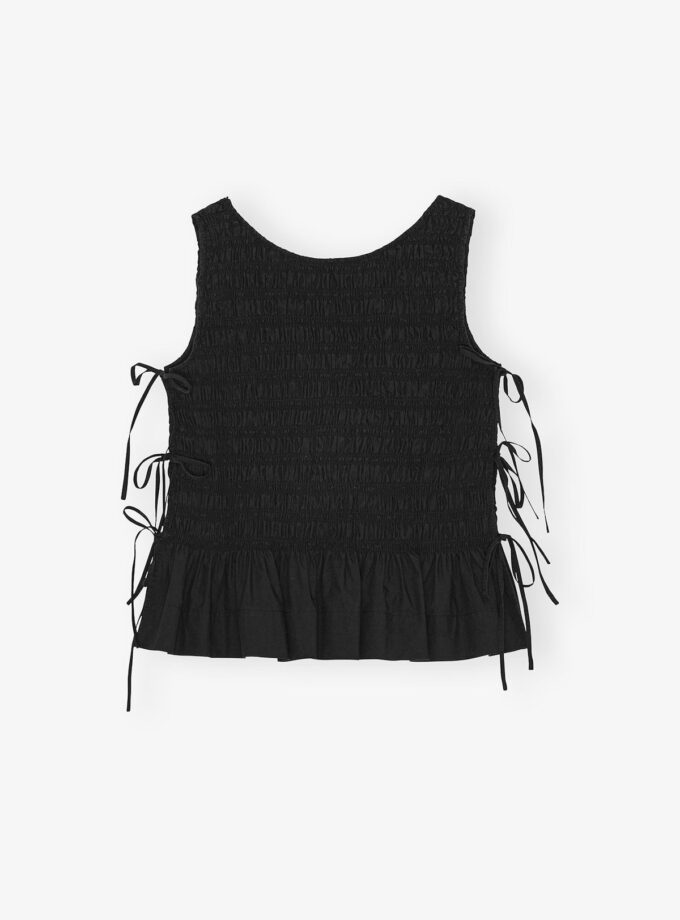 Blusa de algodón negra con lazo GANNI