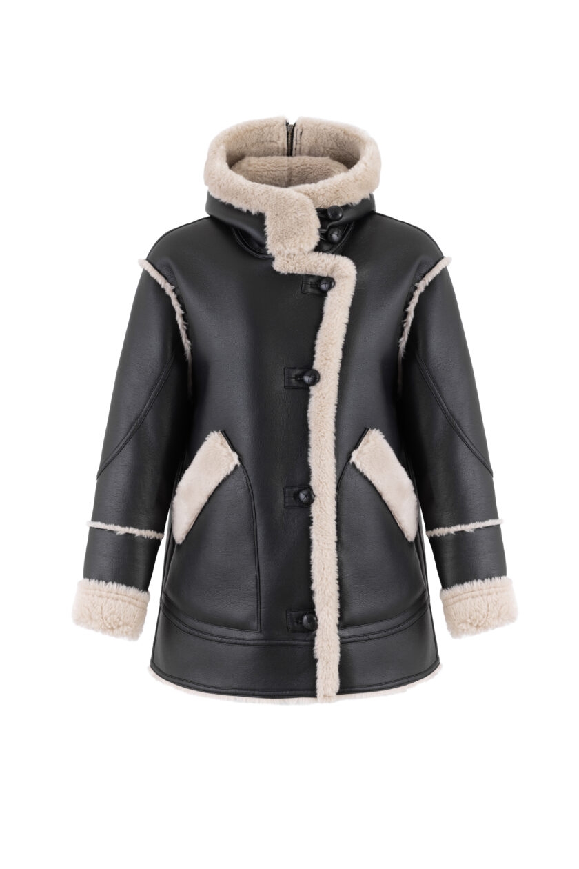Chaqueta con capucha de Ecopiel y borreguito VEGANCODE