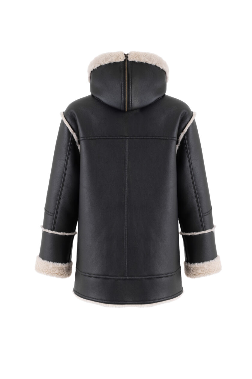Chaqueta con capucha de Ecopiel y borreguito VEGANCODE - Imagen 3