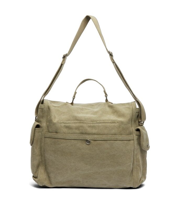 Bolsa bandolera Recuperation Satchel color caqui en lona cruda. A.P.C.