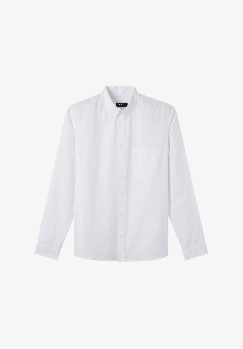 Camisa casual blanca con cuello abotonado en algodón orgánico. A.P.C.