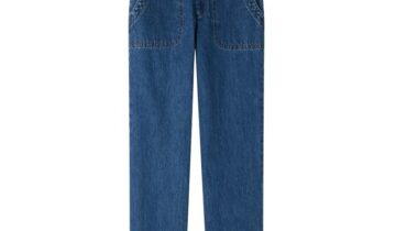 Vaqueros de pierna ancha en denim de algodón orgánico índigo lavado a la piedra. A.P.C.