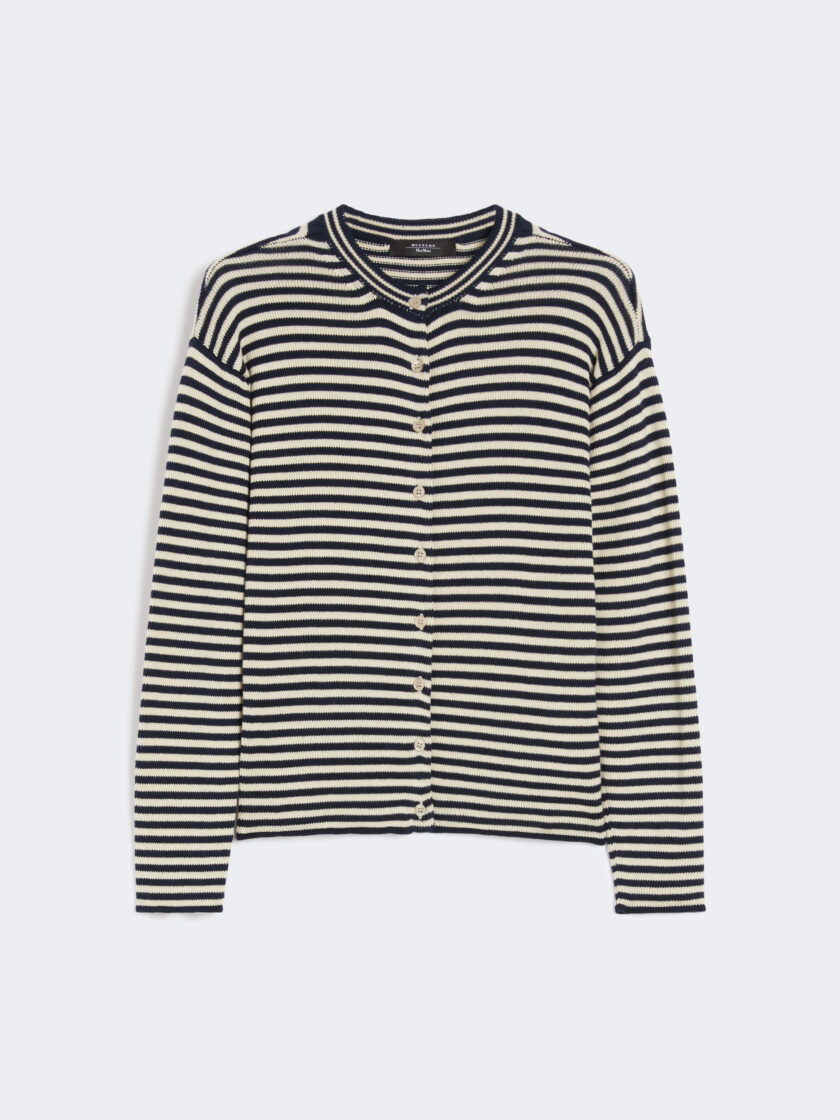 Cárdigan de algodón azul rayas crudas MAX MARA