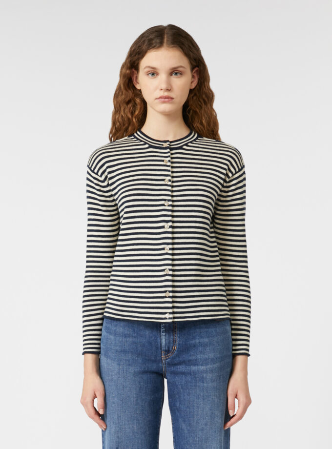 Cárdigan de algodón azul rayas crudas MAX MARA